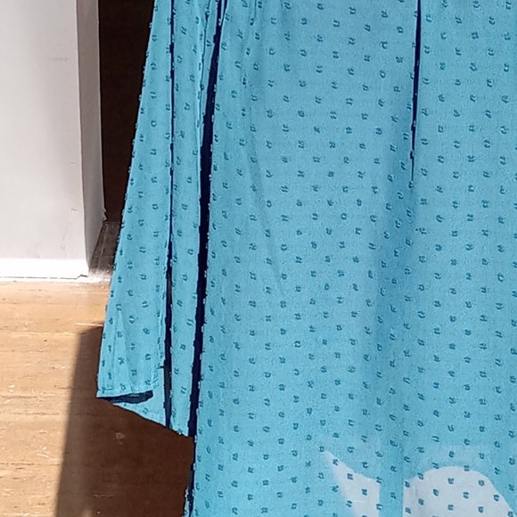 Blue sheer laser velour cut embellished top - Picture 8 of 13